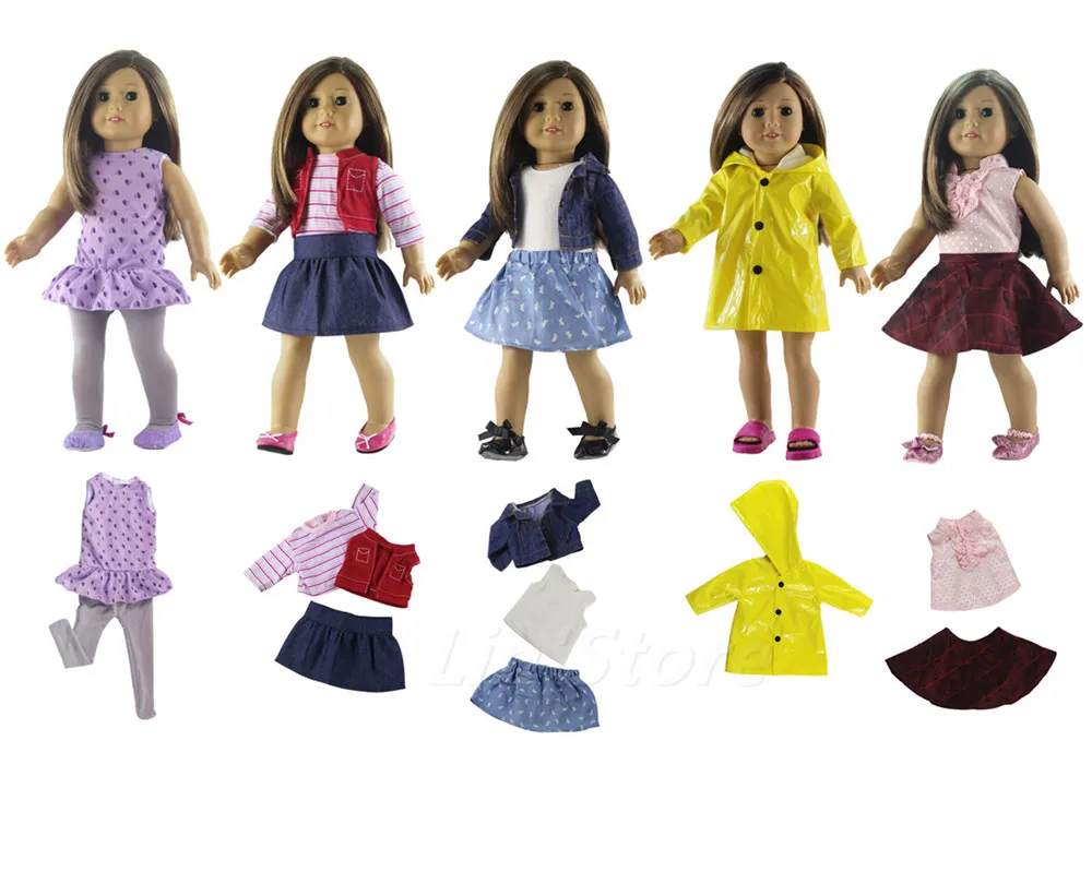 5 Set Clothes A5 Хит, 5 комплектов, Одежда для куклы, стиль, 18 дюймов, американская кукла, платье принцессы, балетная юбка, много стилей на выбор - Цвет: 5 Set Clothes A5
