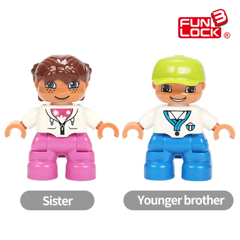 Funlock Duplo фигурки блоки моя семья папа мать брат сестра дедушка бабушка детские