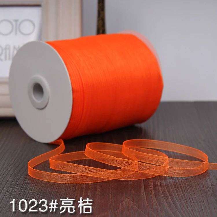 Bright Orange 1/4 ''(6 мм) органза Ленты(10 м/лот) глубоко малиновый свадебный подарок Рождество Украшения Обертывание Ленты - Цвет: Bright Orange