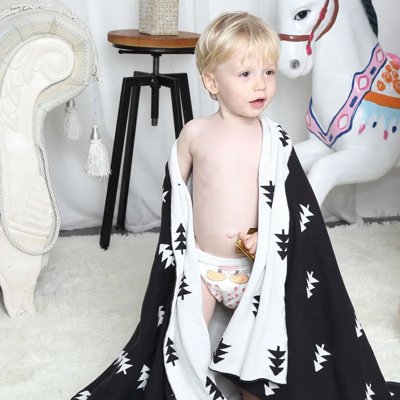 2017 новое поступление Рождественская елка и лося одеяло 100% хлопок милое вязаное