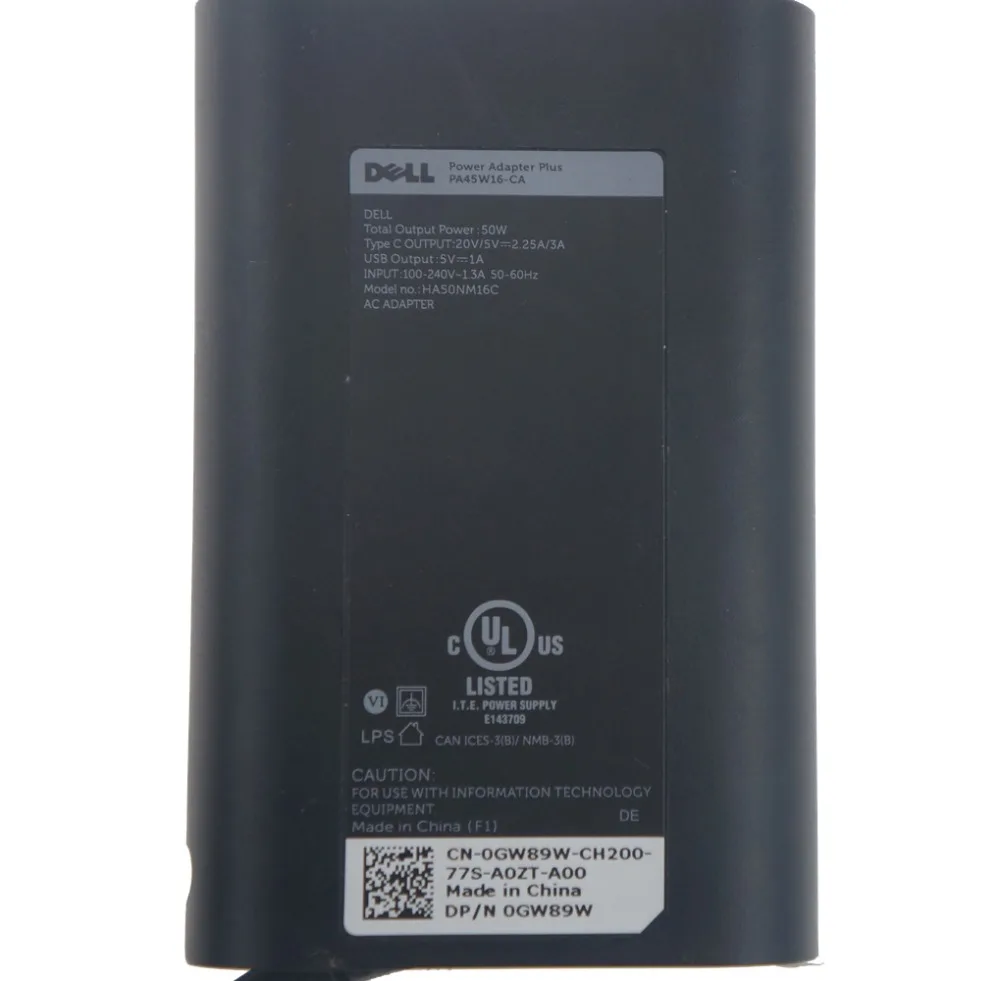 50 Вт usb type C AC адаптер для ноутбука Dell XPS 13 9360 Inspiron 7368 7569 7778 зарядное устройство GW89W 0GW89W HA50NM16C