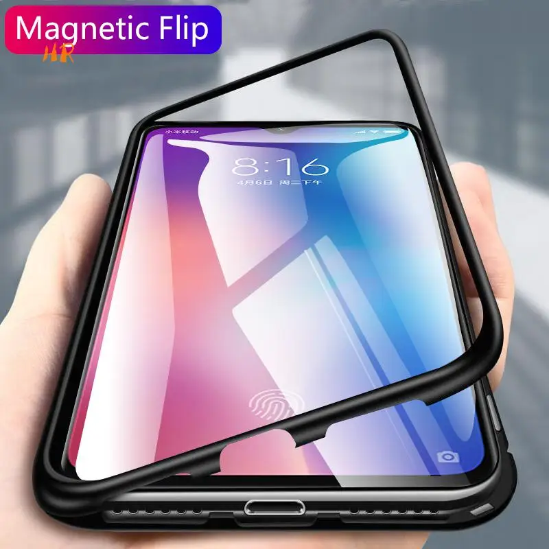 Magnetic Glass Case For Xiaomi Mi 9 Se 8 Lite Clear Metal Back Cover Frame Protective Coque Redmi Note 7 6 Pro 5pro | Мобильные