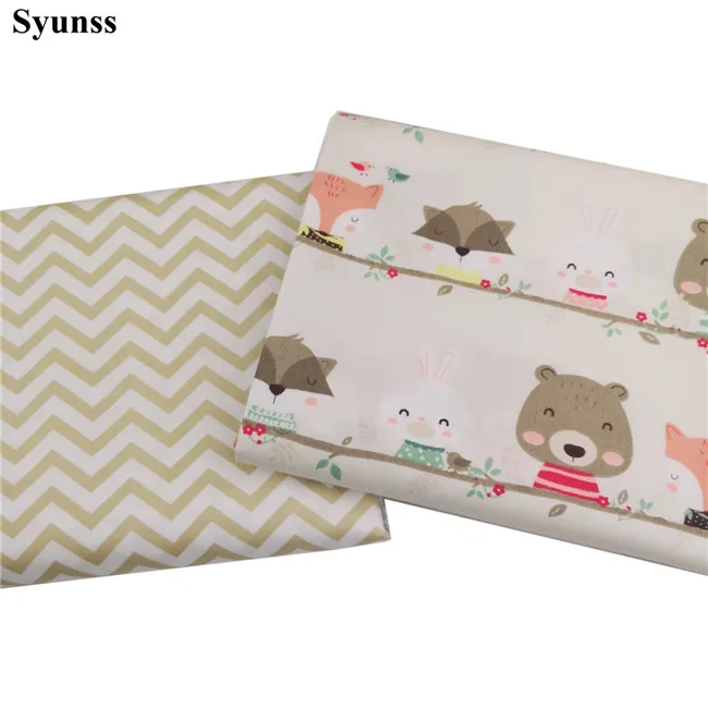 each design Syunss Diy Лоскутная Ткань для квилтинга детские кроватки подушки платье Шитье Tissus животные волны печатных саржевая хлопковая ткань Tecido - Цвет: each design