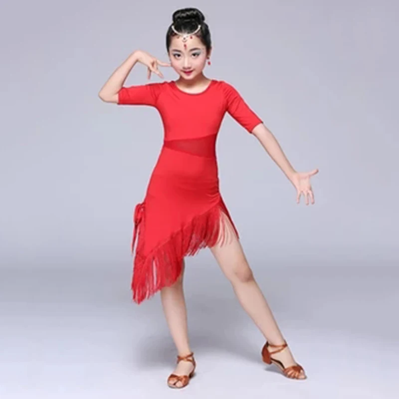 Девочки длинные рукава танцевальные топы + кисточка латинская юбка Дети Самба Танго Ча Фринж костюм 2 цвета кисточки на.