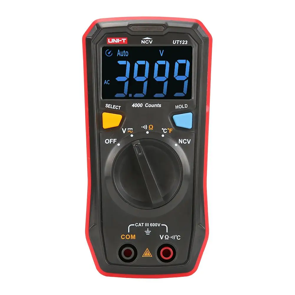 Мини цифровой мультиметр UT123 EBTN цветной экран AC/DC напряжение тока температура/бесконтактный Тестер Напряжения