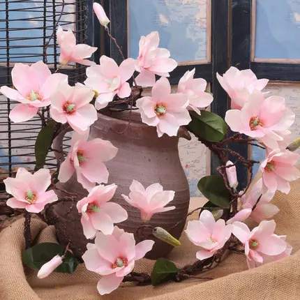 1 шт. поддельная Магнолия цветок лоза Шелковый лозы 180 см крем/Шампанское/Розовая