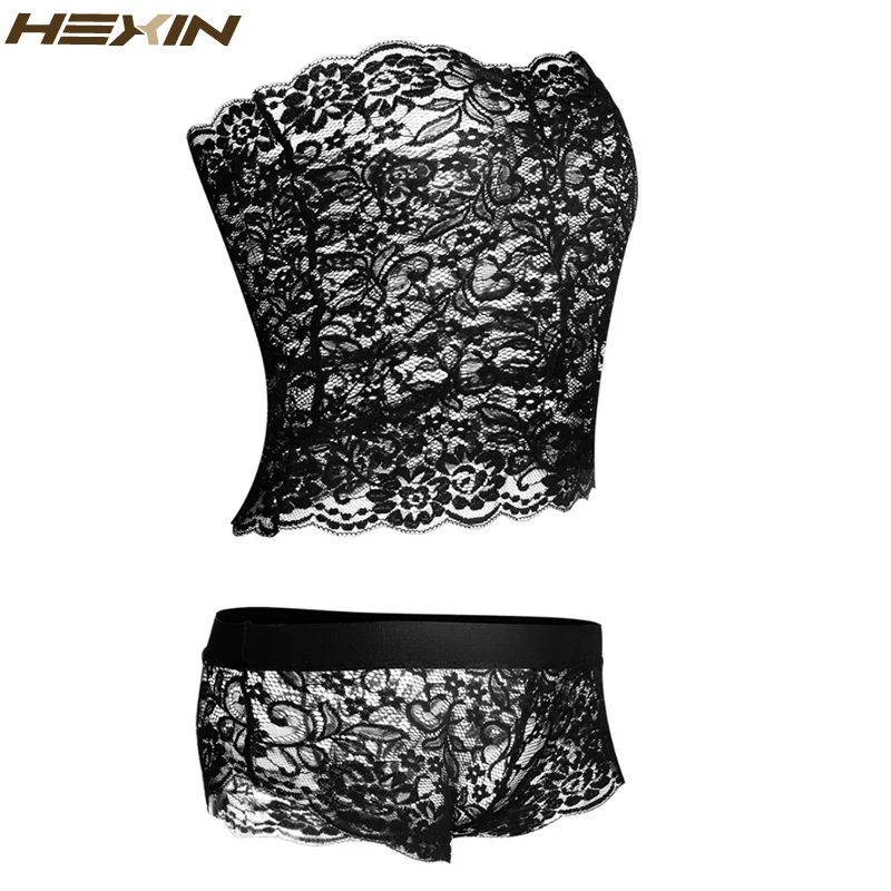 HEXIN Plus Size Women Sexy Lace Lingerie Fashion Sleepwear Female Low Waist Underwear Panties Tempting Briefs Bra Set |