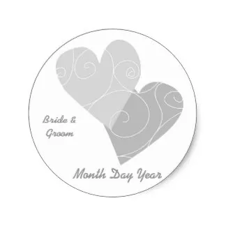 3.8cm Gray Heart Personalized Wedding Stickers Дом и сад