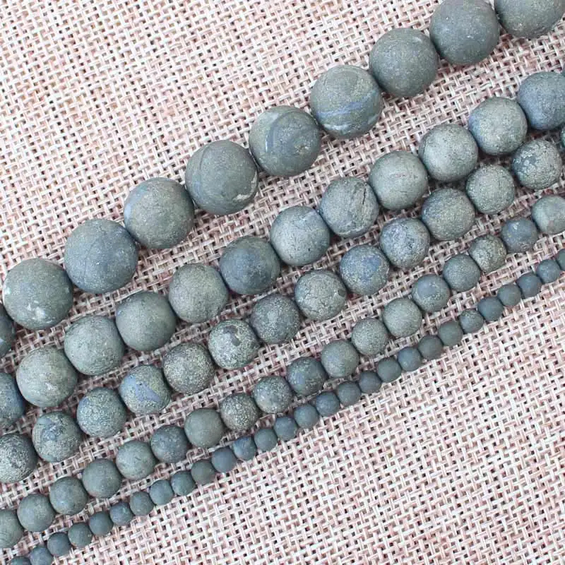 Frost Natural Pyrite Round beads 4-12mm 15inch BeadsFor DIY Jewelry Making !We provide mixed wholesale for all items! | Украшения и