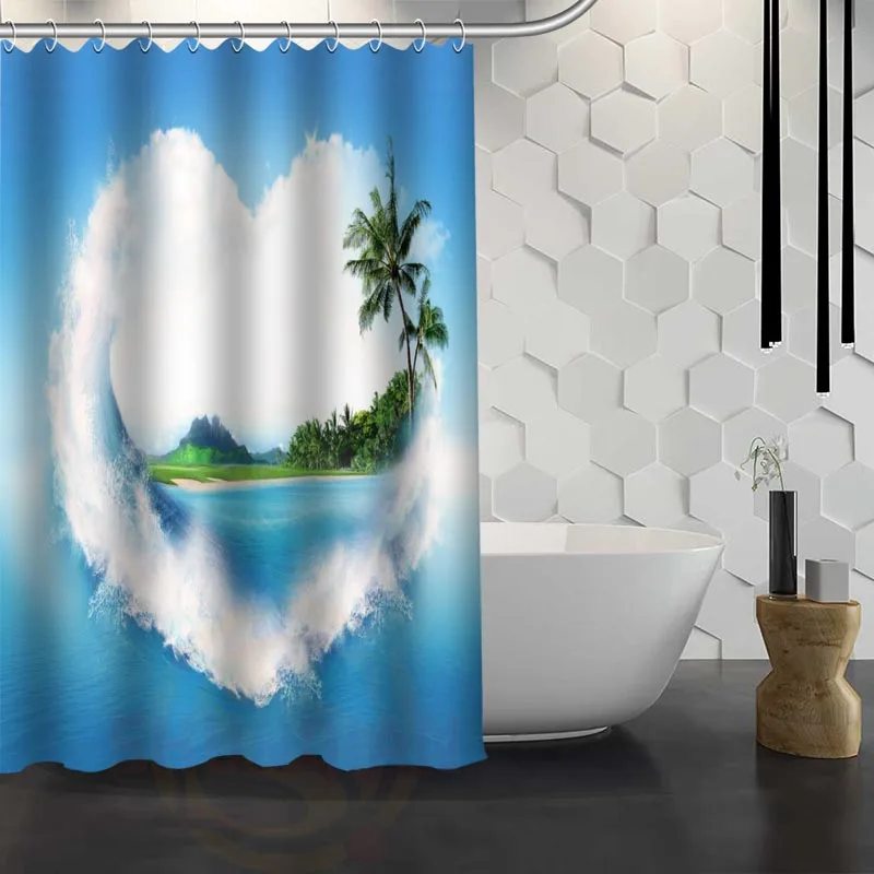 

Hot Sale Custom beaches nature sea sun ocean clouds Shower Curtain Waterproof Fabric Shower Curtain for Bathroom F#Y1-17
