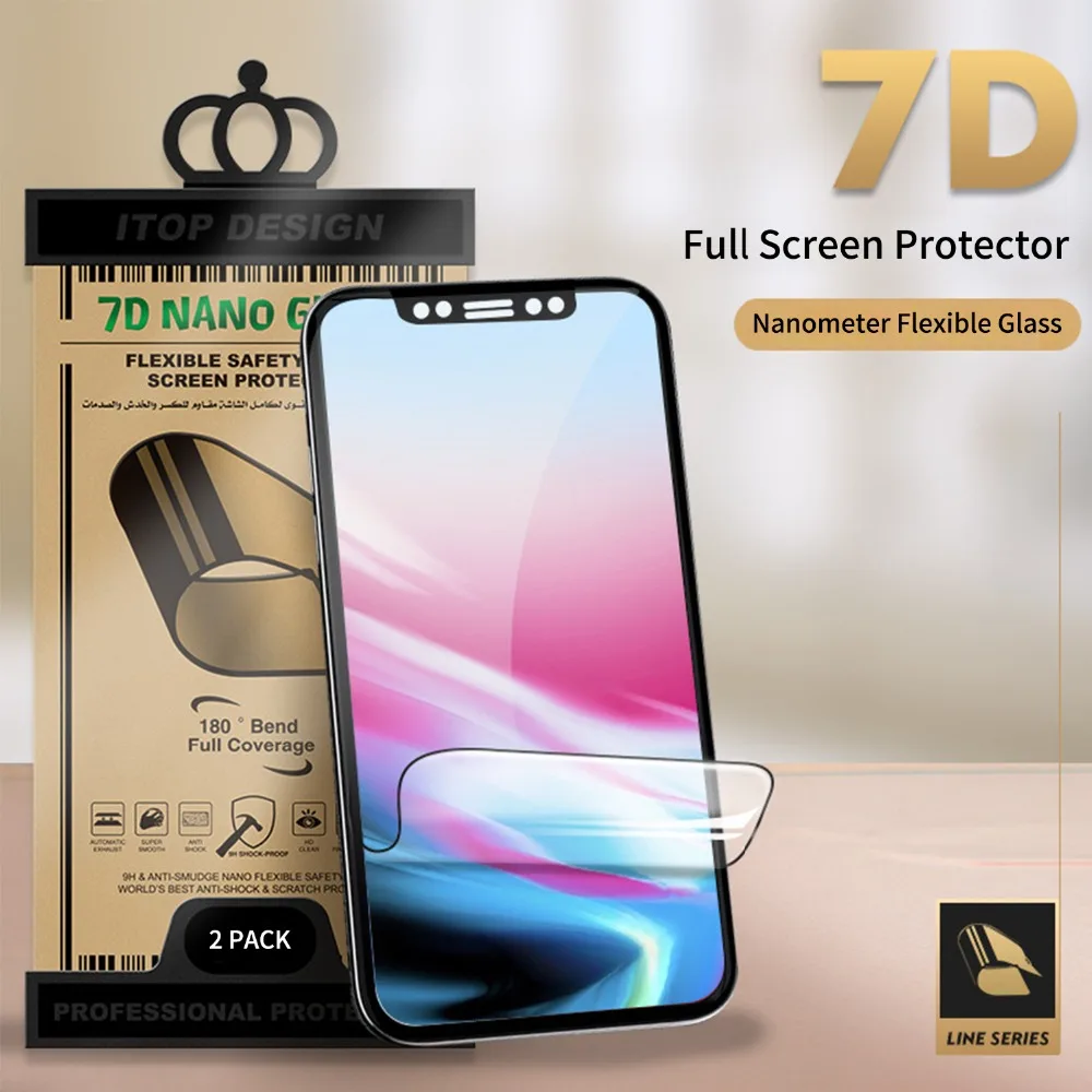 

7D нано мягкое стекло Премиум антибликовое/анти-отпечатков пальцев гибкий HD экран протектор для iPhone X/XS с защитной камерой 2-pack