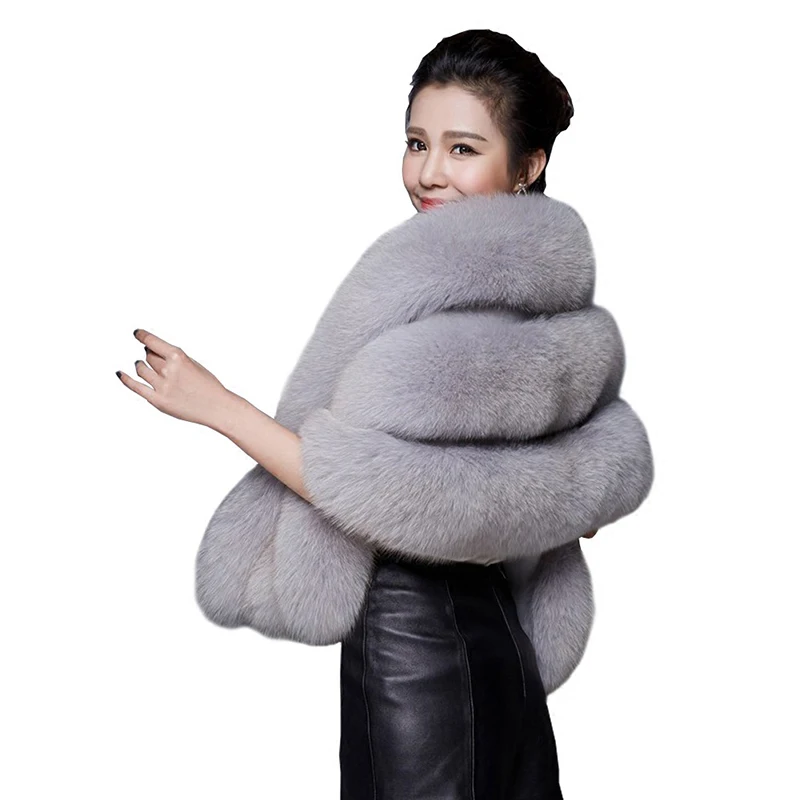 Зимний шарф из искусственного лисьего меха пашмины женские большие накидки