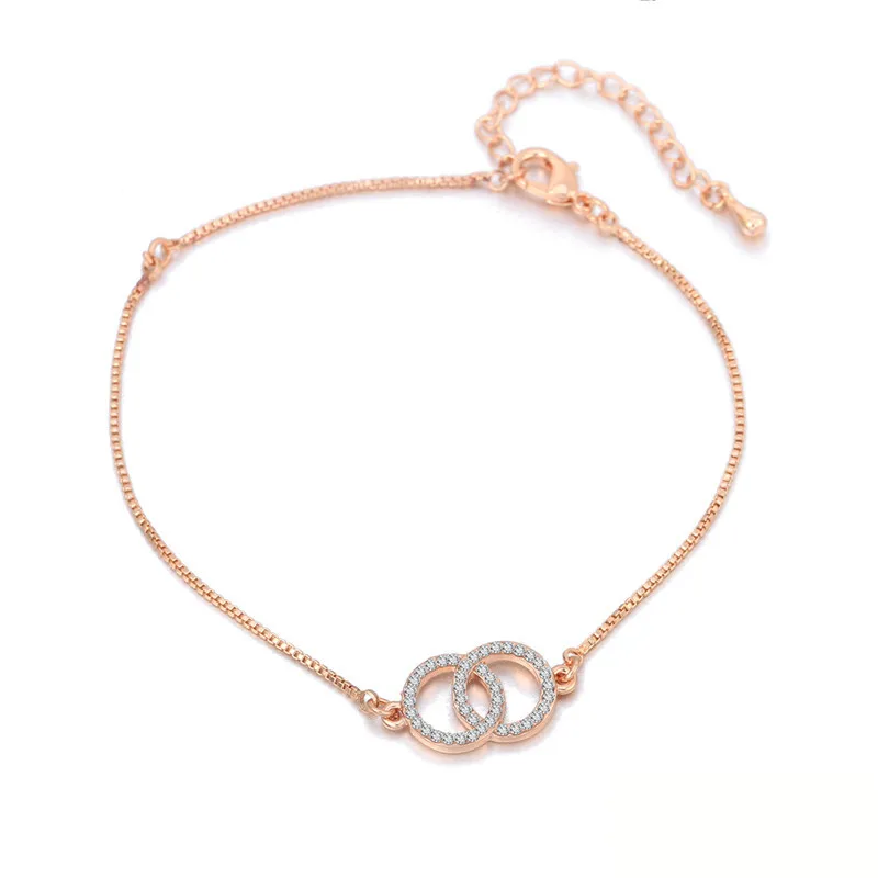 Style 4-Rose Gold Модный Клевер украшения ножные браслеты для женщин CZ Кристалл Бабочка и круги медь лодыжки серебристого цвета пляжные женские бижутерия для ног - Окраска металла: Style 4-Rose Gold
