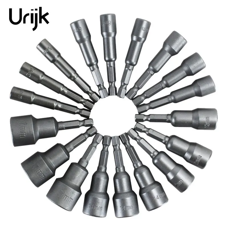 Urijk, новинка, 1 шт., 6-19 мм, Шестигранная втулка, насадки, 1/4 дюйма, сверла, адаптер, электрическая отвертка, сильная Магнитная гайка, набор инструментов