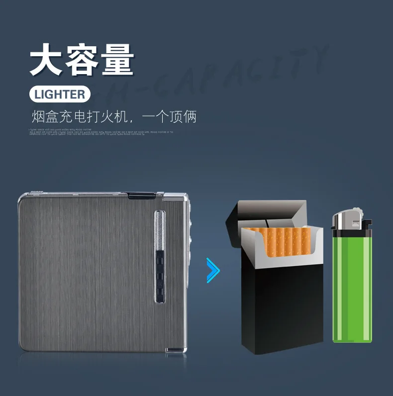 Новейшая перезаряжаемая usb зарядка зажигалка с 20 сигаретами чехол Защита окружающей среды дым без газа прикуриватель
