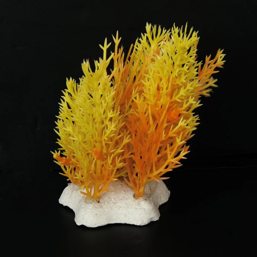 3.94 &quotпластик вода травянистые растения аквариум украшения для fish tank-желтый и orange