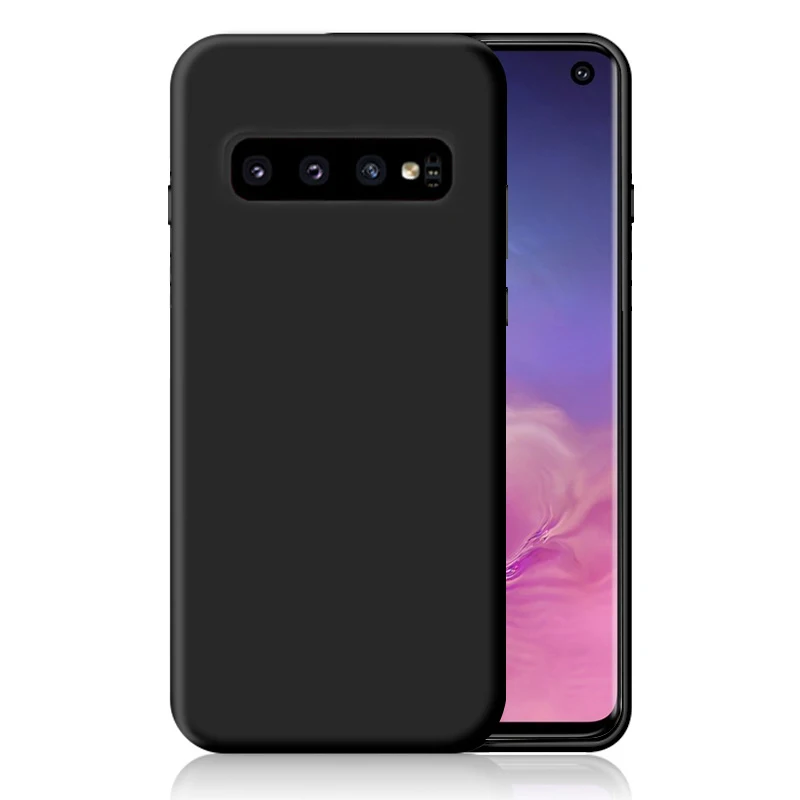 CHYI настоящий Жидкий чехол для samsung Galaxy s8 s9 s10 note10 plus чехол для телефона мягкий силиконовый чехол для samsung a50 a70 a20e m30s - Цвет: Черный