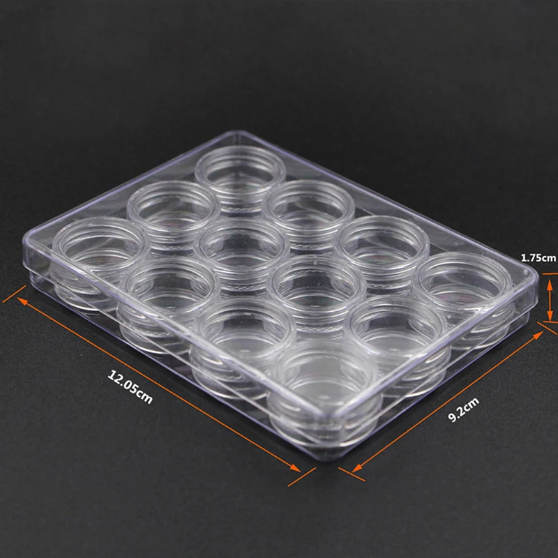 

1 Case 12 Slots White Clear Storage Box Empty Container For Nail Art Gems Jewelry Decoration Container Glitter Nail Tools