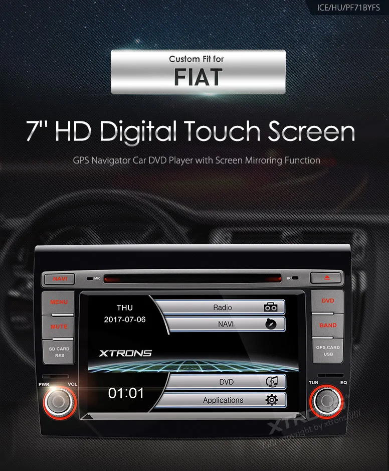 XTRONS 7 ''автомобильный dvd-плеер 2 din радио gps навигация руль для FIAT BRAVO 198 2007 2008 2009 2010 2011 2012 2013