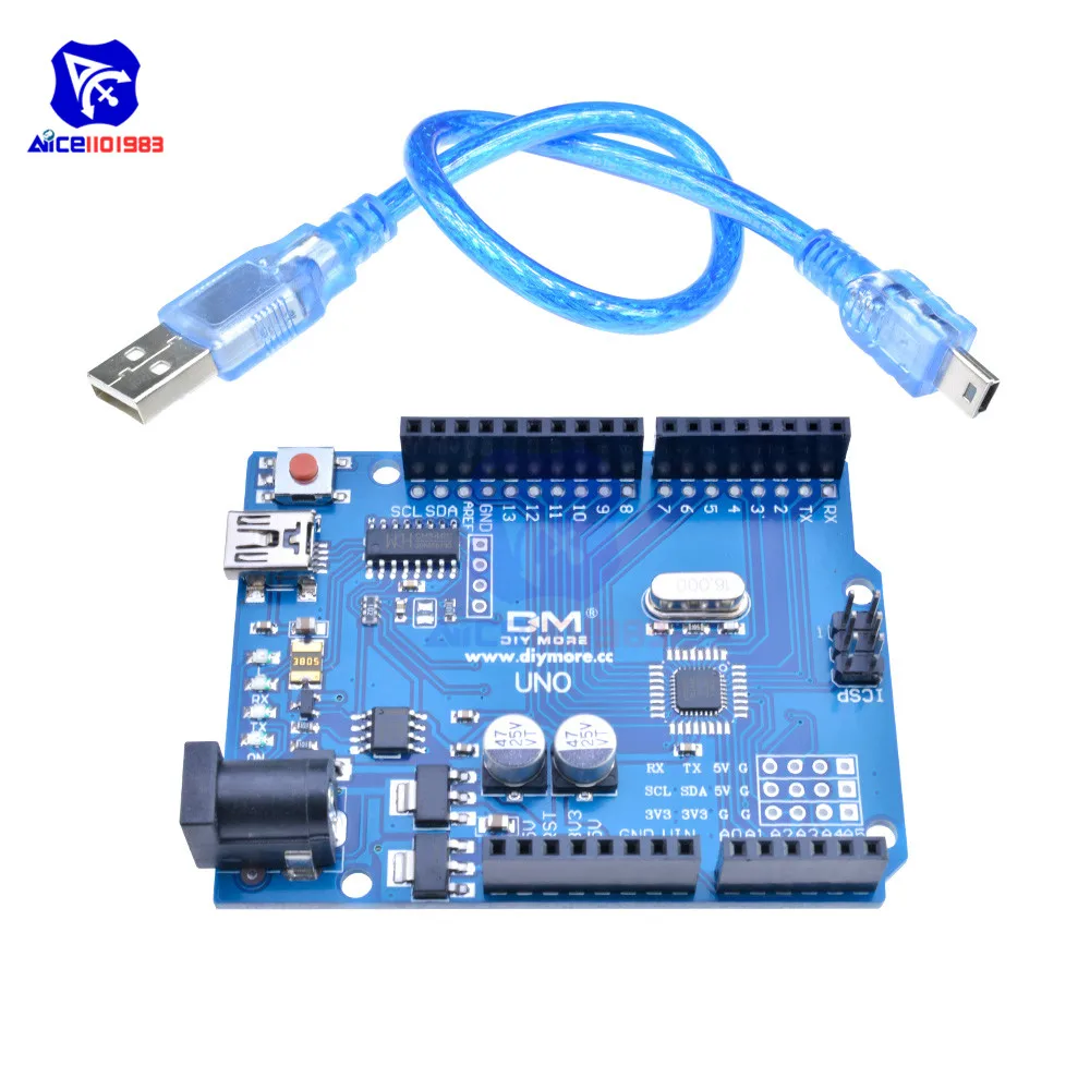 Макетная плата CH340 UNO R3 ATmega328P сменный мини USB интерфейс с кабелем ATmega16U2 для Arduino