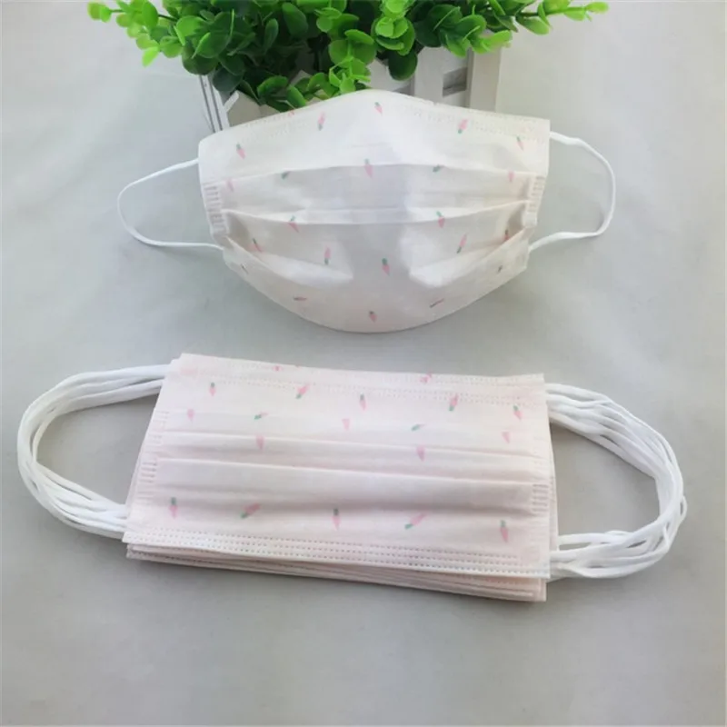 4 10PCS Anti-dust Windproof Disposable Mouth Mask Cute Cartoon Non-woven 3 Layers Anti Haze Adult Printed Masks - Цвет: 4
