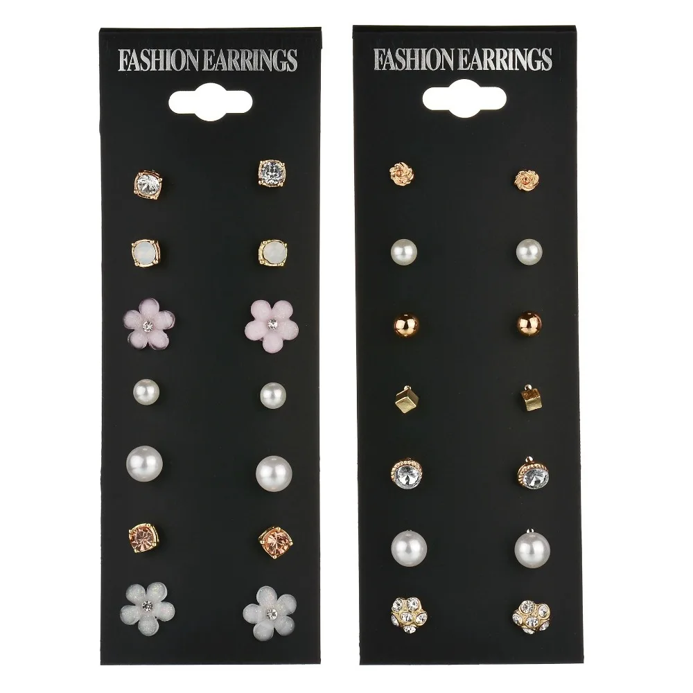 7 пар/компл. супер ценная Мода темперамент изысканный кристалл жемчужный цветок