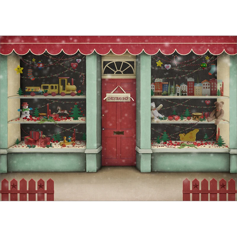 Фон для фотосъемки Allenjoy Рождественский магазин игрушечный забор фон реквизит