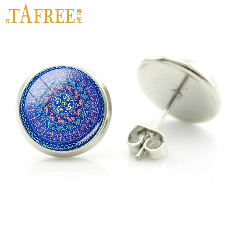 Винтажные серьги гвоздики TAFREE в стиле Хиппи Мандала богемные с помпонами Пейсли