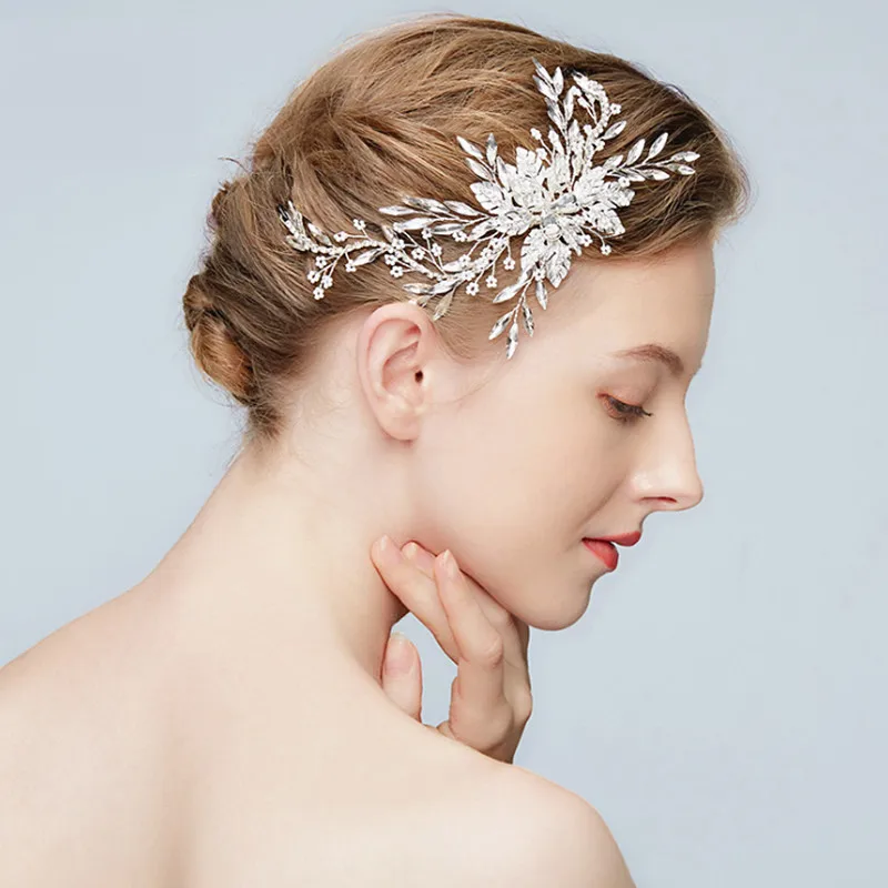 Новинка 2019 изысканные украшения невесты ручной работы в виде листьев серебряный