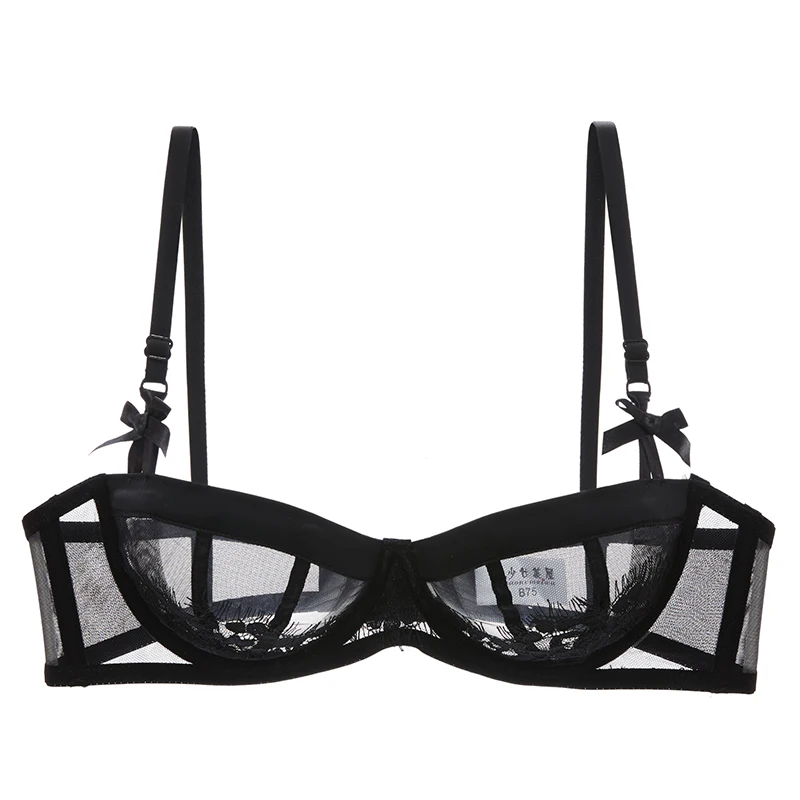 Ultra-thin Lace Transparent Half Cup Bra - Comfortable No Sponge Women's Lingerie image 5