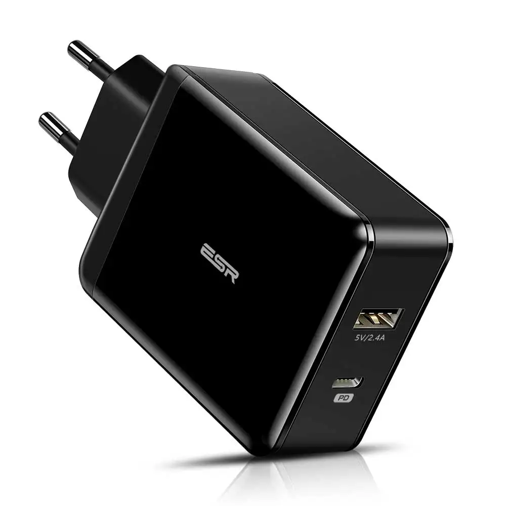ESR USB C зарядное устройство 30 Вт двухпортовое зарядное устройство питания настенное зарядное устройство со складной вилкой PD 18 Вт порт для iPhone XS/XR/XS Max iPad