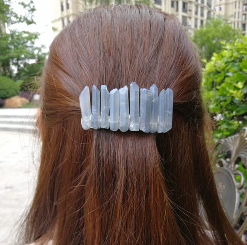 Горячая новинка косплей ручной работы натуральный хрусталь камень расческа для