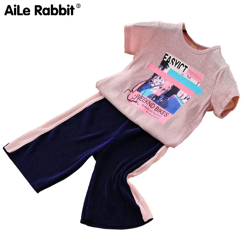 Летняя одежда AiLe Rabbit новинка 2018 года яркая цветная футболка с буквенным принтом и