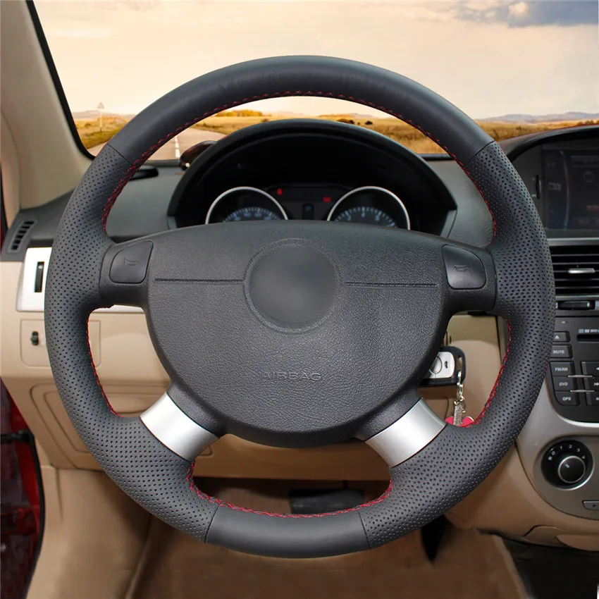 Черный чехол на руль из искусственной кожи для Chevrolet Lova 2006-2010 Chevrolet Aveo Buick Excelle Daewoo Gentra 2013