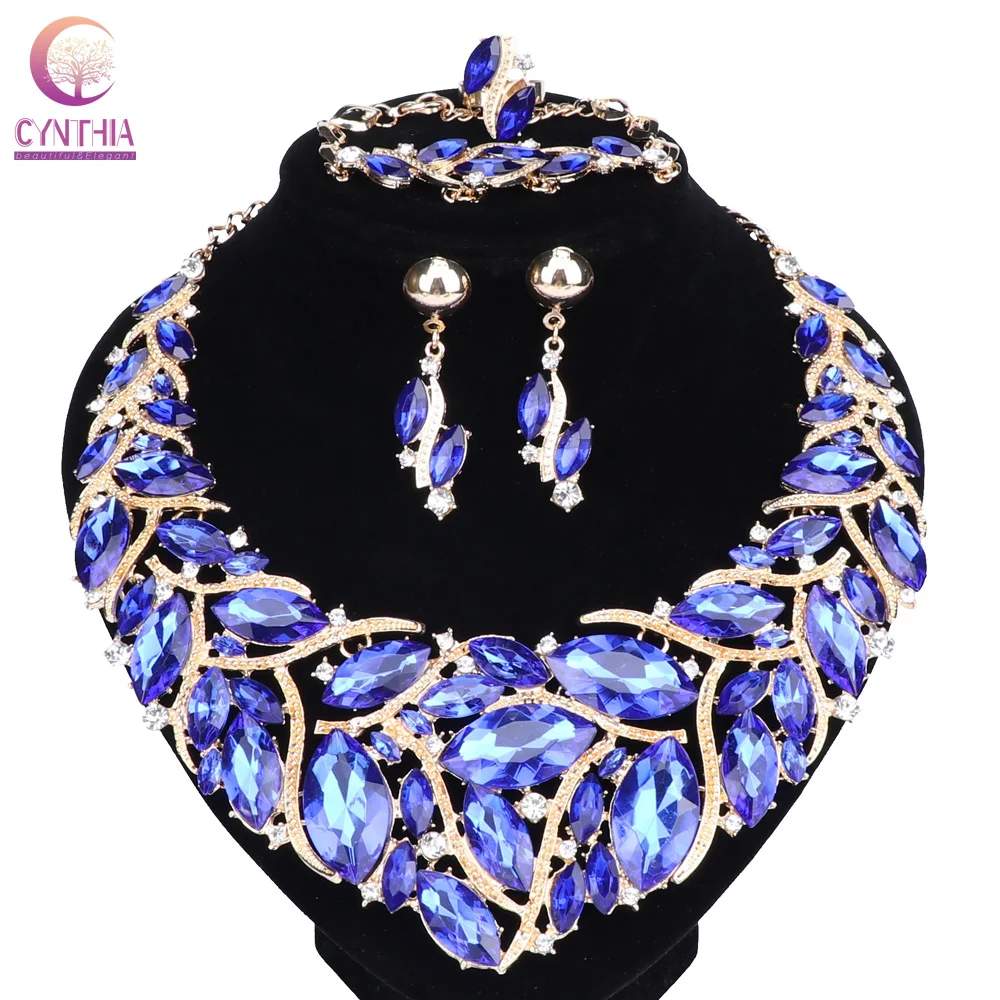 Женский свадебный комплект ювелирных изделий свадебное хрустальное ожерелье