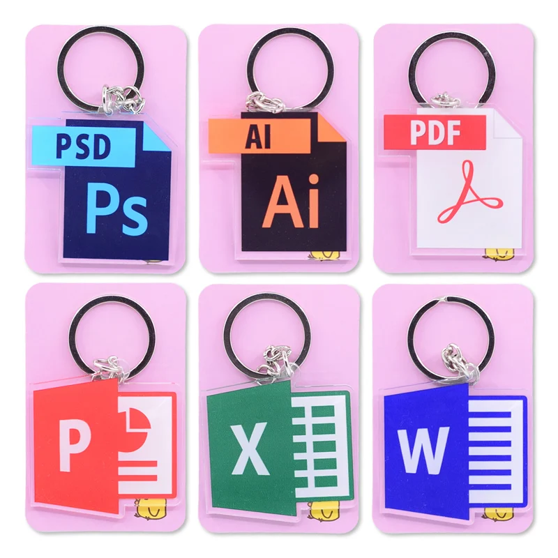 

Software Icon Keychain Double Sided Cartoon Keyrings Cute Anime Acrylic Pendant Accessories PCB260-265