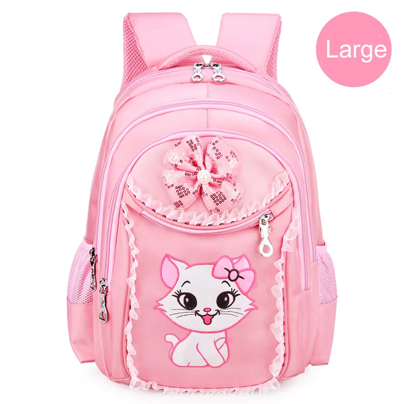5599-Pink-L Портфолио для школы, сумки для девочек, Милый мультяшный Детский рюкзак принцессы с кошкой, детский кружевной рюкзак, рюкзак для начальной школы - Цвет: 5599-Pink-L