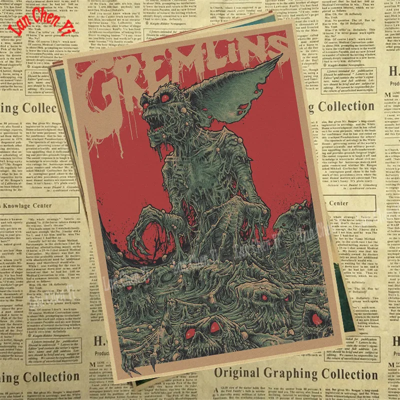 Gremlins Фэнтези фильм ужасов крафт бумага Плакат кафе высокое качество печати рисунок ядро декоративная живопись