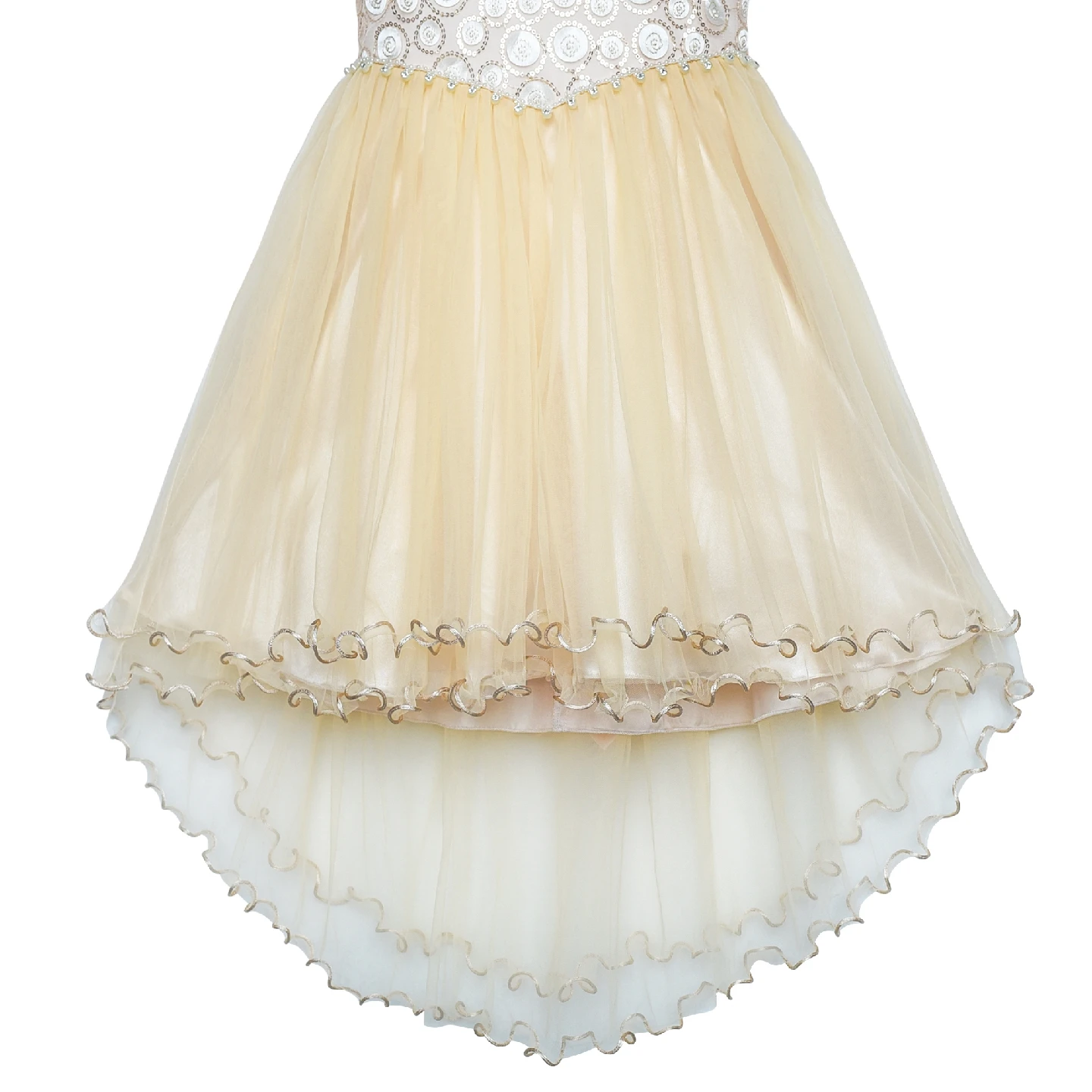 Flower Girl Dress Champagne Sequin Hi-low Wedding Bridesmaid 2019 Summer Princess Party Dresses Kids Clothes Pageant Sundress | Детская