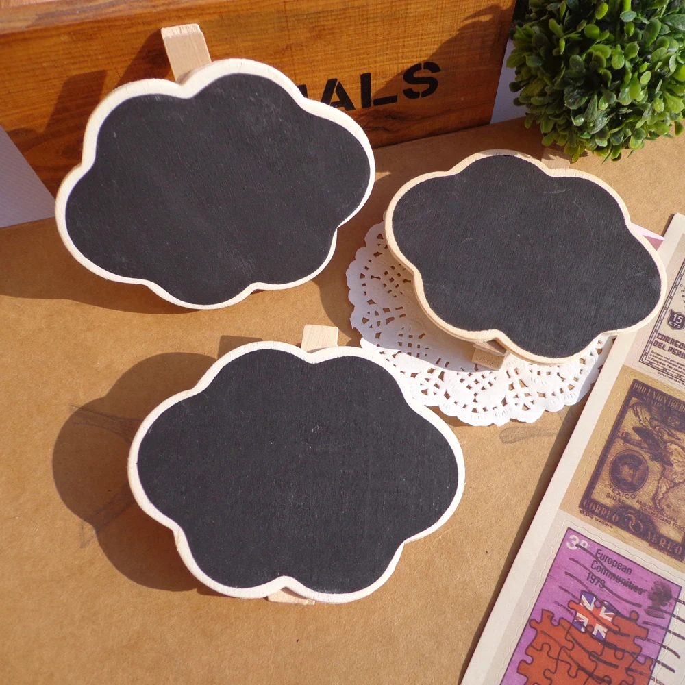 5pcs Cloud Shape Wooden Party Blackboard Clip Chalkboard Clips Gift Message Wood Cards Pegs for Decor | Дом и сад