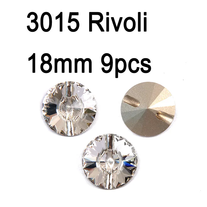 Rivoli 18mm 9pcs Кристально чистые различные кнопки Стразы botones пришить кнопку DIY Стразы оснастки ремесло для ювелирных изделий одежды диван костюм - Цвет: Rivoli 18mm 9pcs