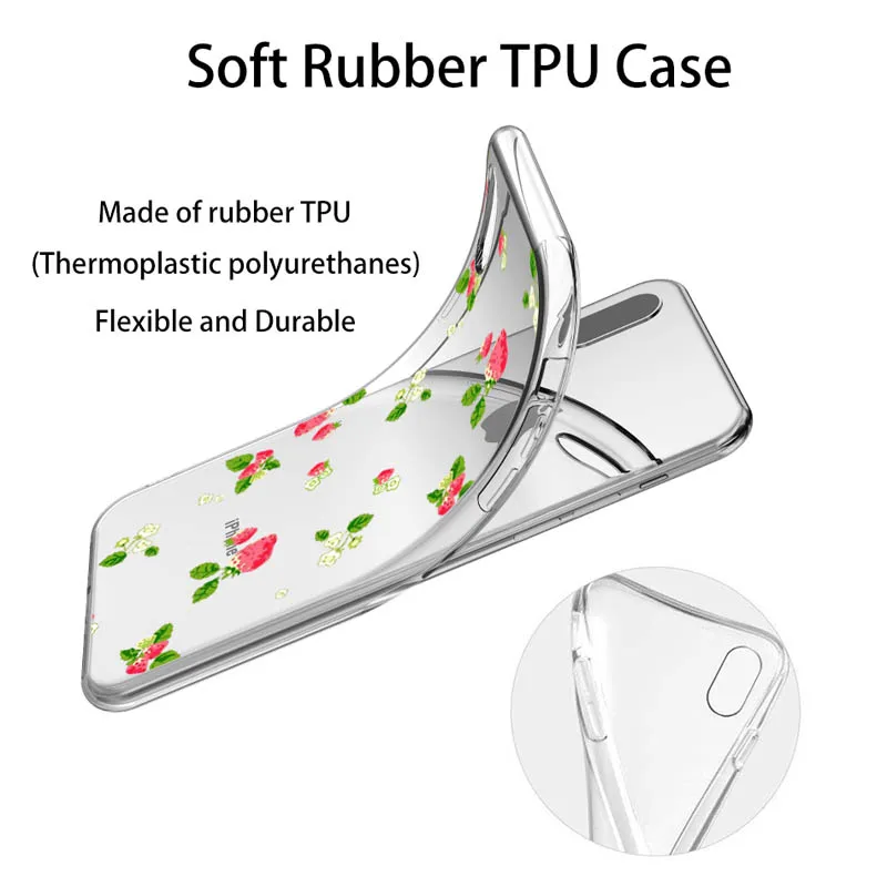 USLION Soft Silicone Fruits Printed Phone Case For iPhone X XS XR Xs Max Transparent TPU Cover 6 6s 7 8 Plus 5 5s SE |