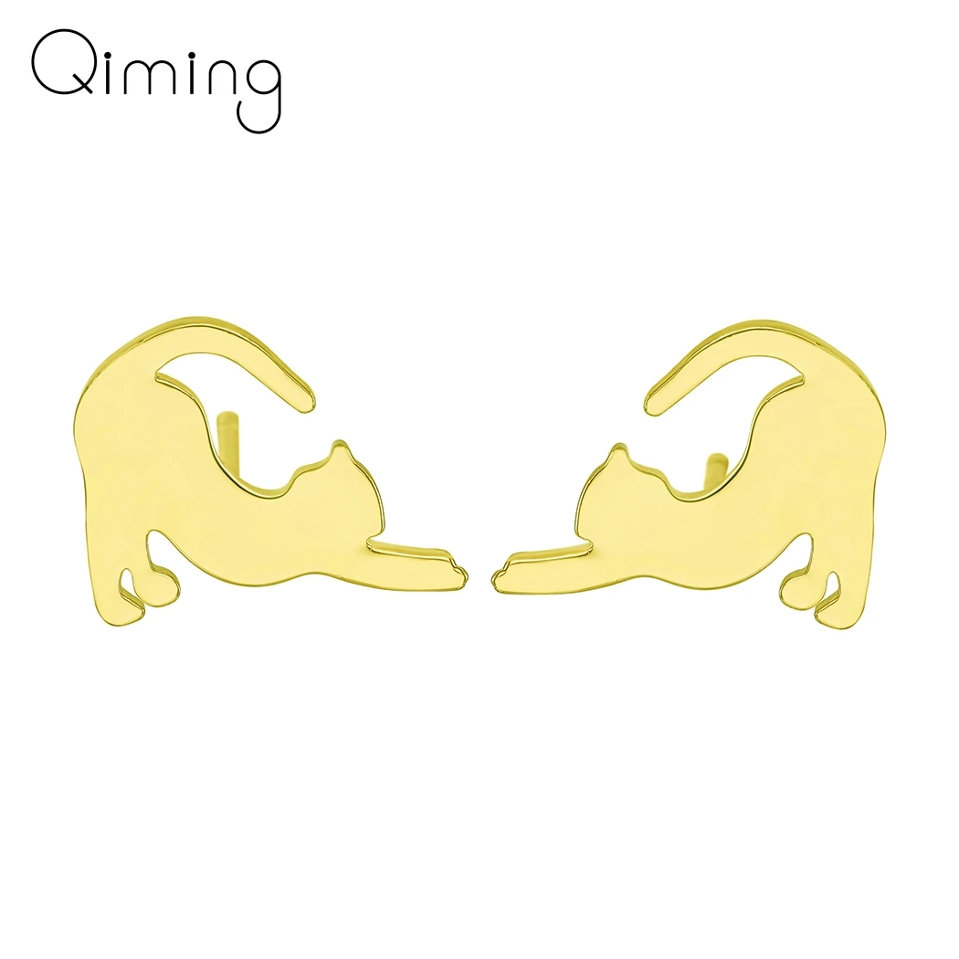 Милые серьги в виде кота маленькая девочка Детская бижутерия серьги-гвоздики