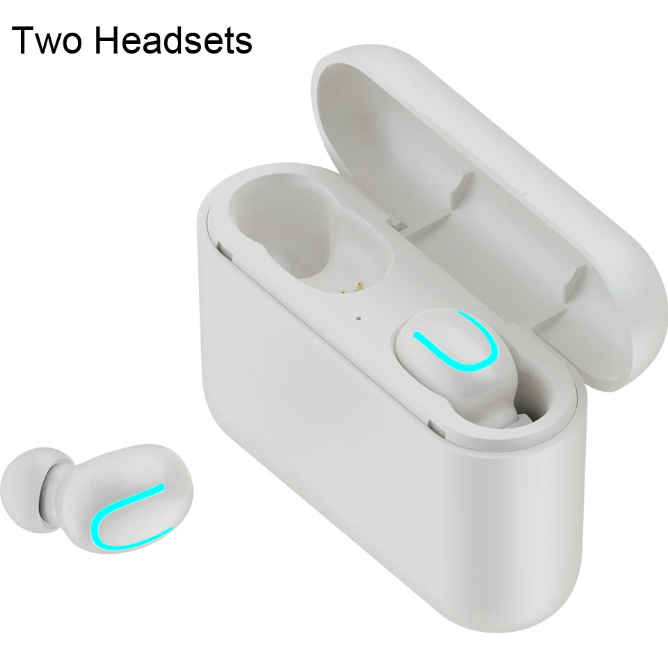 Pearl White Binaural TWS Q32 мини беспроводные наушники bluetooth гарнитура громкой связи игровая гарнитура с 1500 мАч блок питания - Цвет: Pearl White Binaural