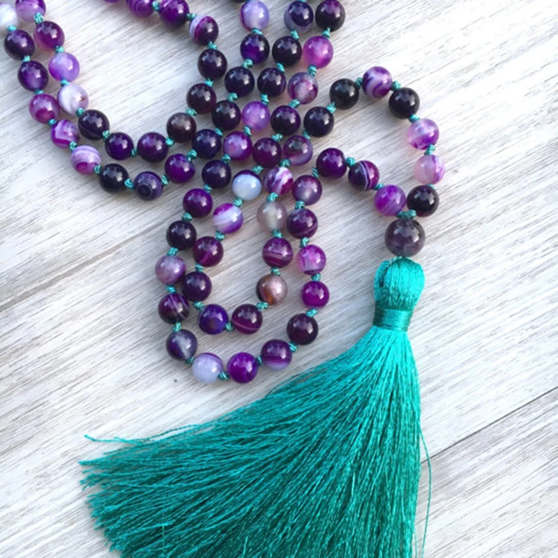 Модное фиолетовое ожерелье A-gate для йоги медитация японские малы узелковые