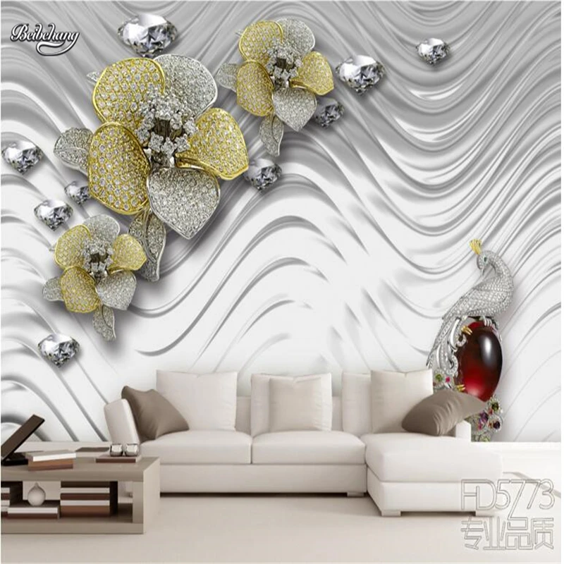 3d металлические текстурные украшения цветы для гостиной ТВ фон на заказ большой