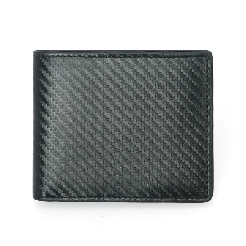 

BONAMIE Genuine Leather Slim RFID Wallets Thin Black Carbon Fiber Credit Card Holder Business Card Holder For Men Simple Purse
