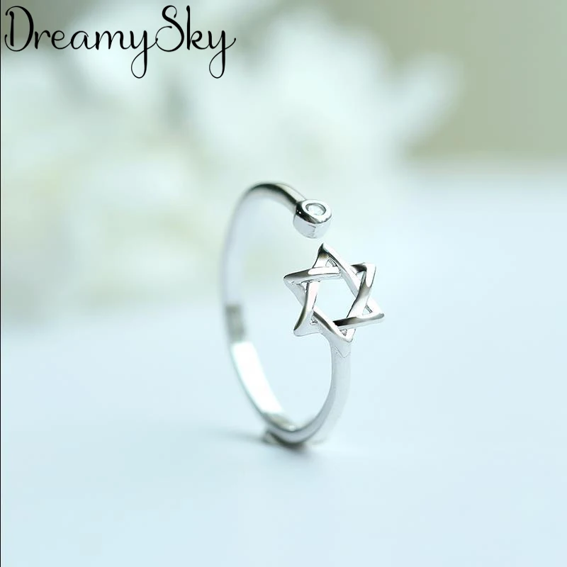 Новые Серебряные Цвета CZ Звезда Давид кольца для женщин Личность Богемские