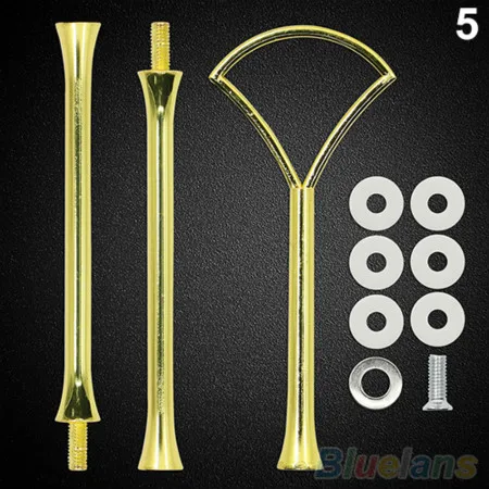 Golden Fan Shape 1 набор, мульти-стиль, 2 или 3 уровня, пластина с ручкой, оборудование, стержень, инструмент для торта, тарелка, подставка, свадьба, день рождения, вечеринка, кекс, стандарт 58xt - Цвет: Golden Fan Shape