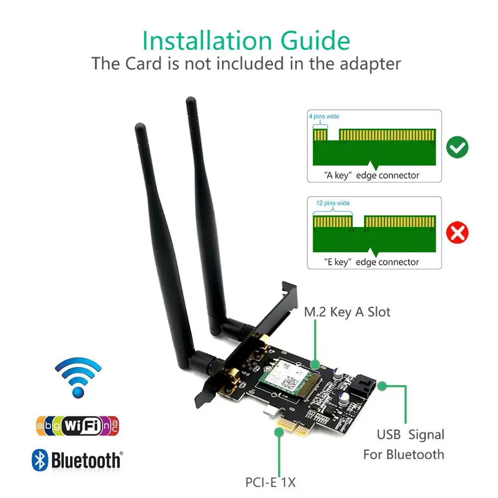 Сетевая карта PCIE M.2 Wi Fi адаптер 5 ГГц стандартная беспроводная PCI Express Bluetooth AC 9260 M2